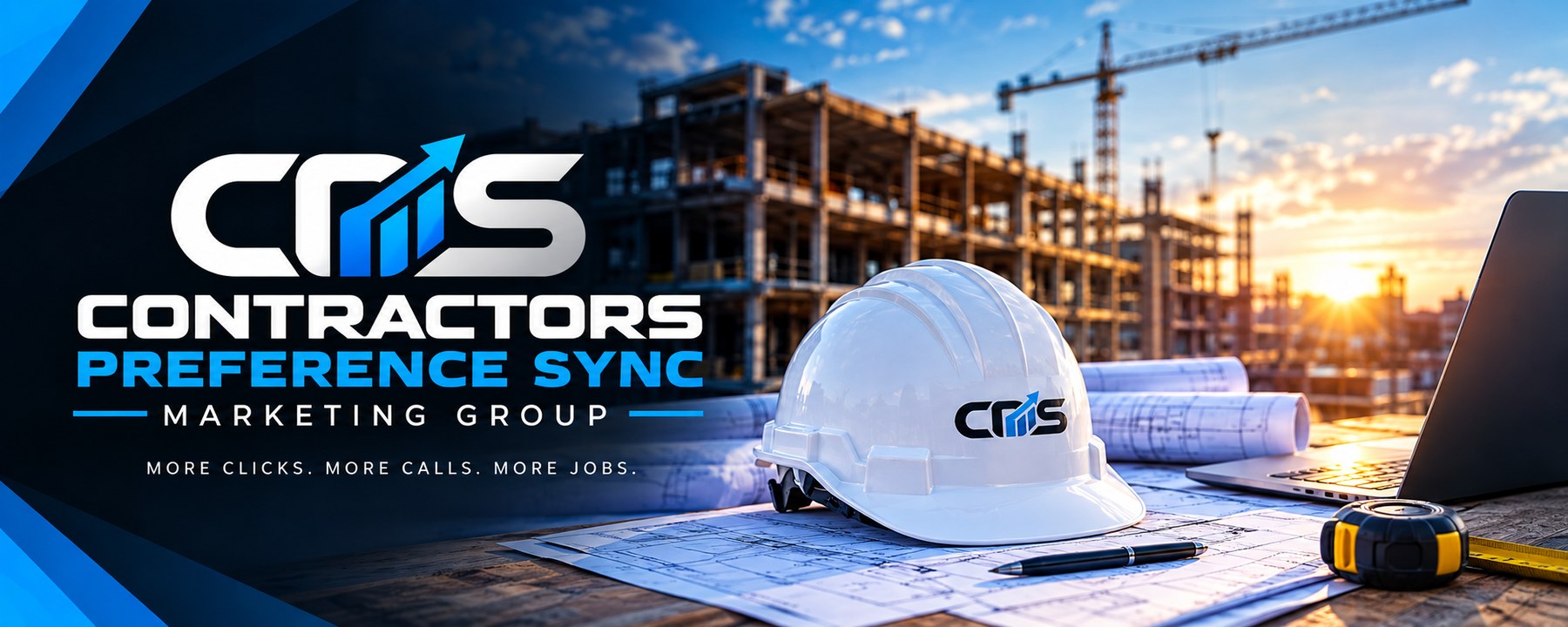 Construction plans, hard hat and active building project